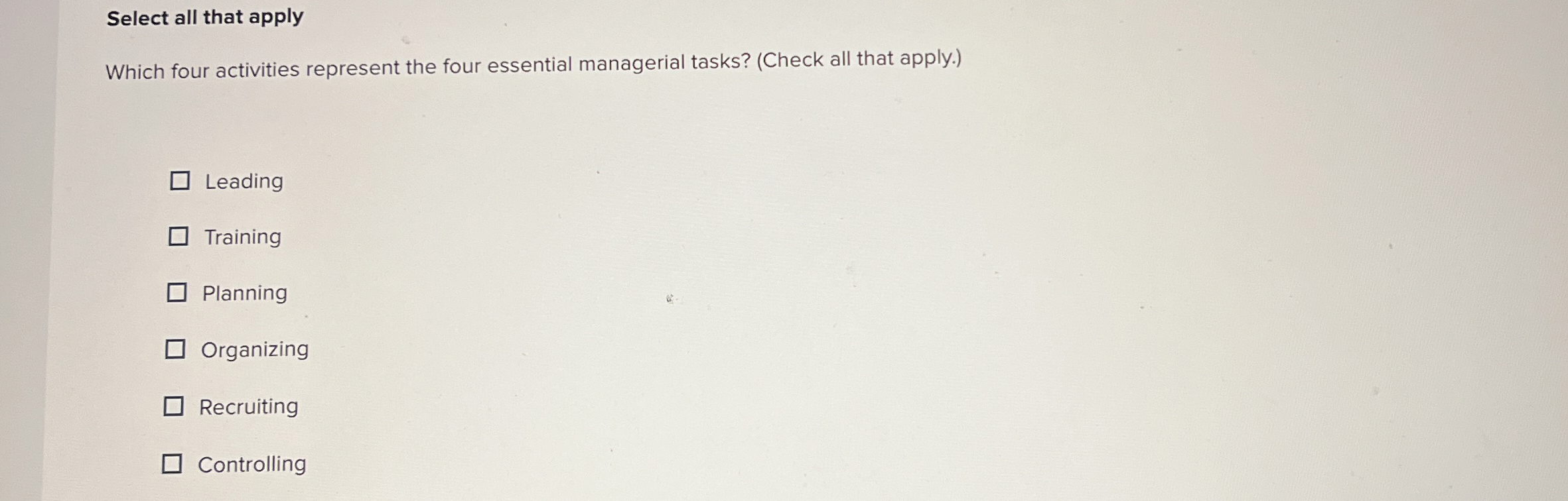  Select all that apply Which four activities represent the four essential