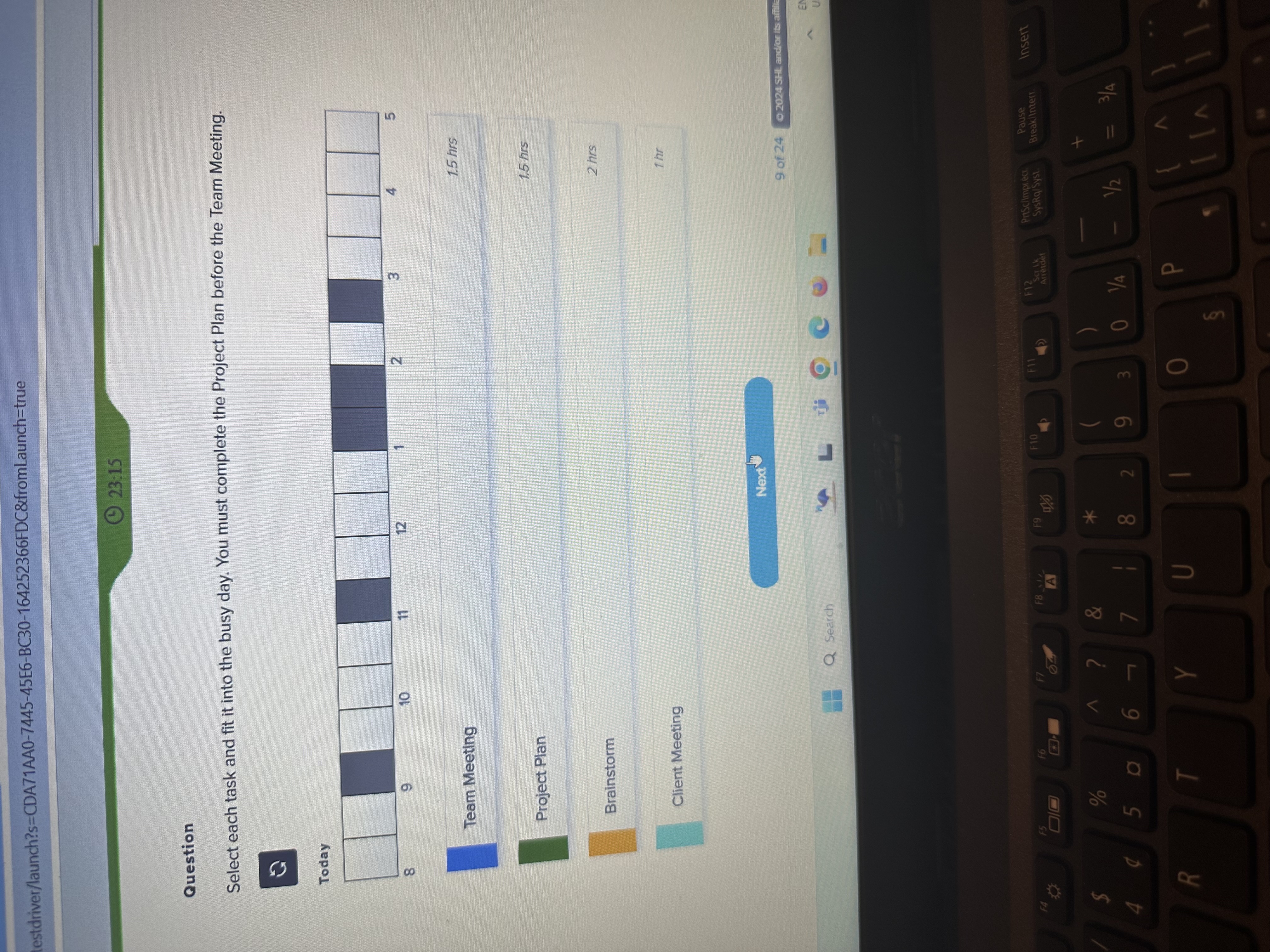  lestdriver/launch?s=CDA71AA0-7445-45E6-BC30-164252366FDC&fromLaunch=true Question Select each task and fit it into the busy