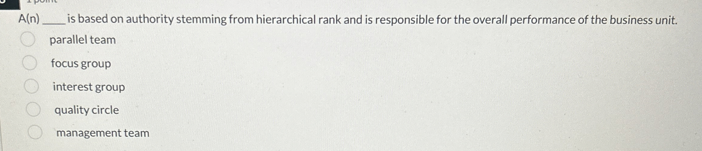  A(n), is based on authority stemming from hierarchical rank and is