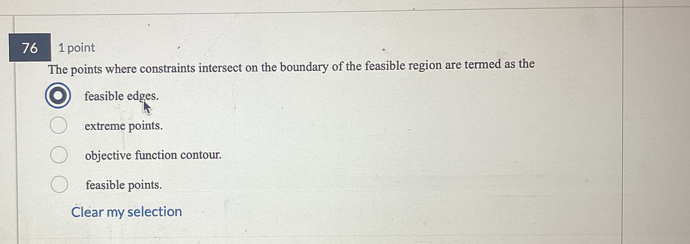  76,1 point The points where constraints intersect on the boundary of