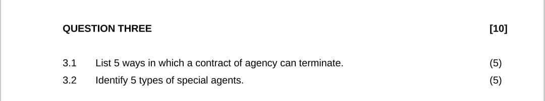  QUESTION THREE 3.1 List 5 ways in which a contract of