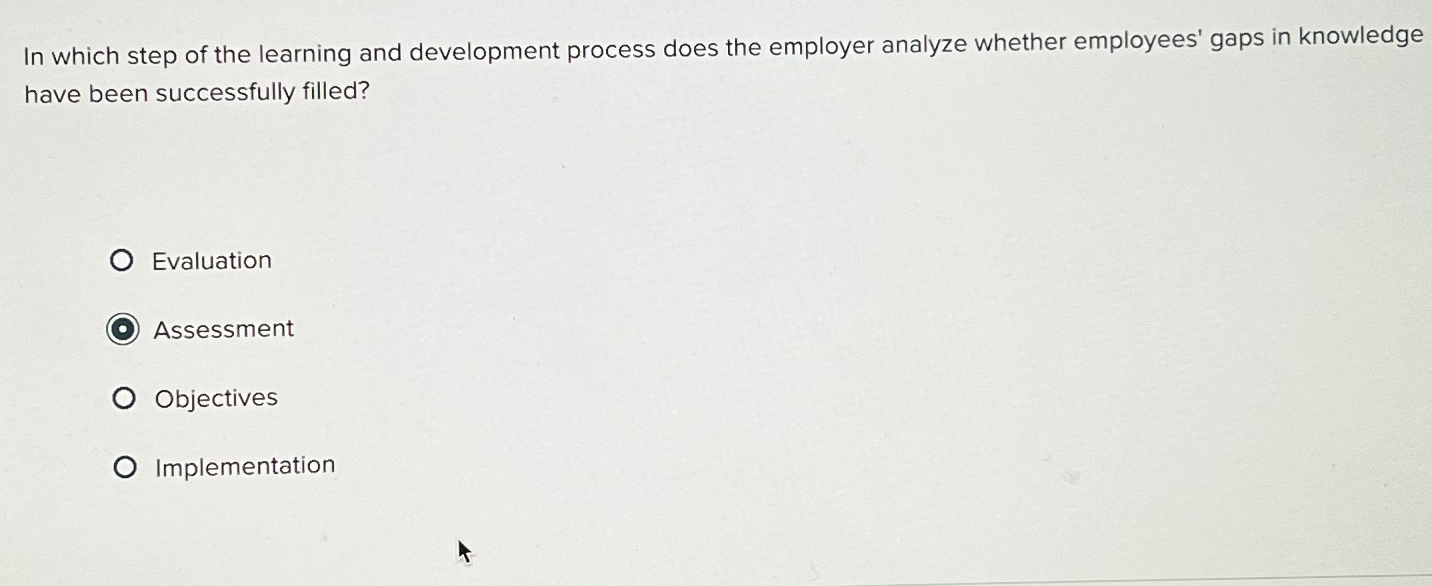  In which step of the learning and development process does the