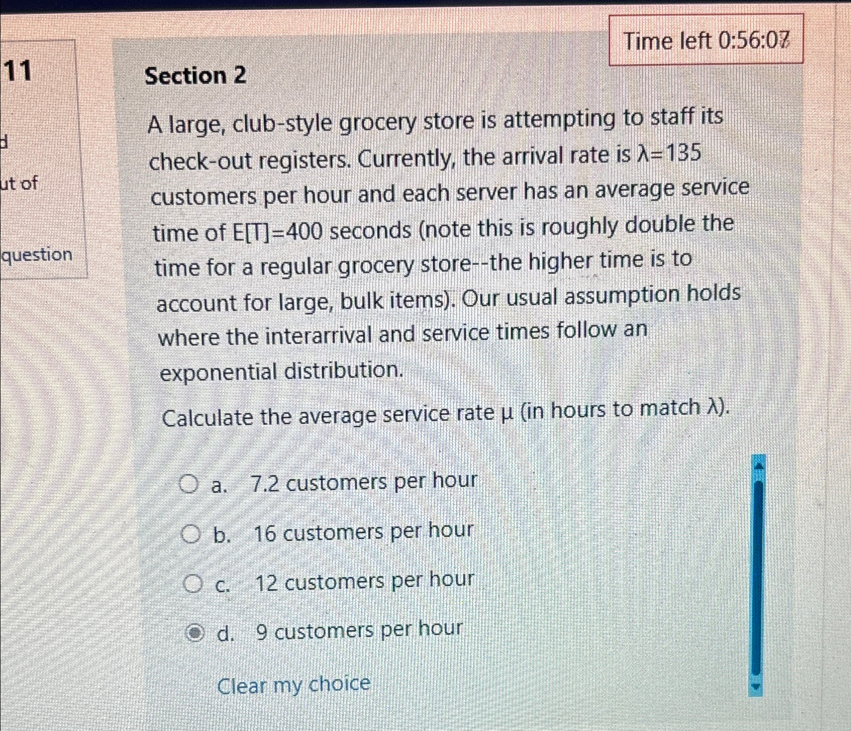  11 Time left 0:56:08 Section 2 A large, club-style grocery store