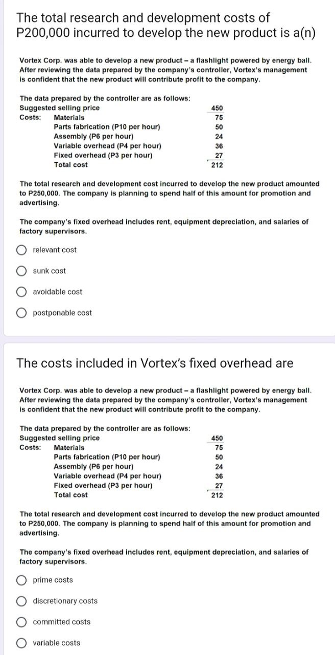 the data prepared by the company's controller, Vortex''s management Is confident that