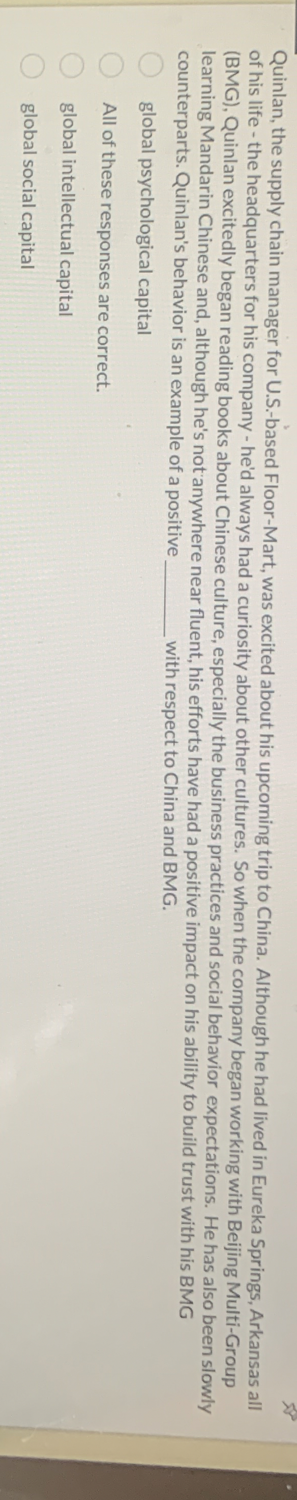  Quinlan, the supply chain manager for U.S.-based Floor-Mart, was excited about