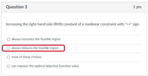  Question 3 Increasing the right-hand side (RHS) constant of a nonlinear