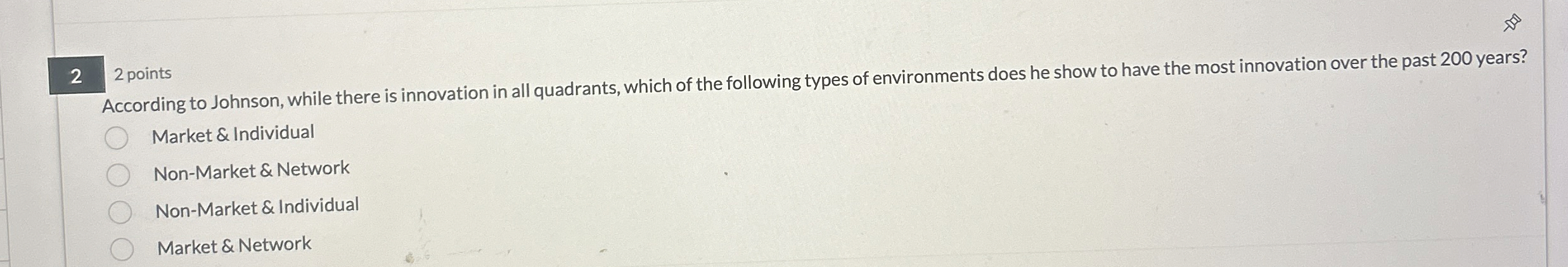 2 2 points According to Johnson, while there is innovation in