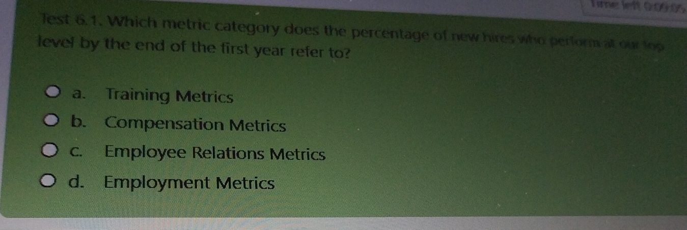  Test 6.1. Which metric category does the percentage of new hres