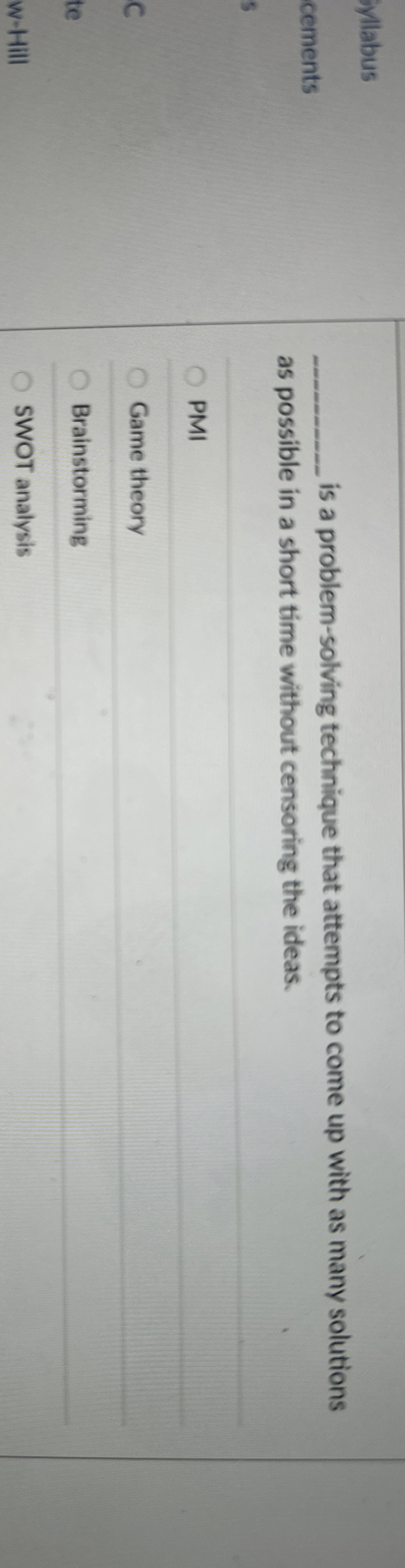  yllabus cements is a problem-solving technique that attempts to come up
