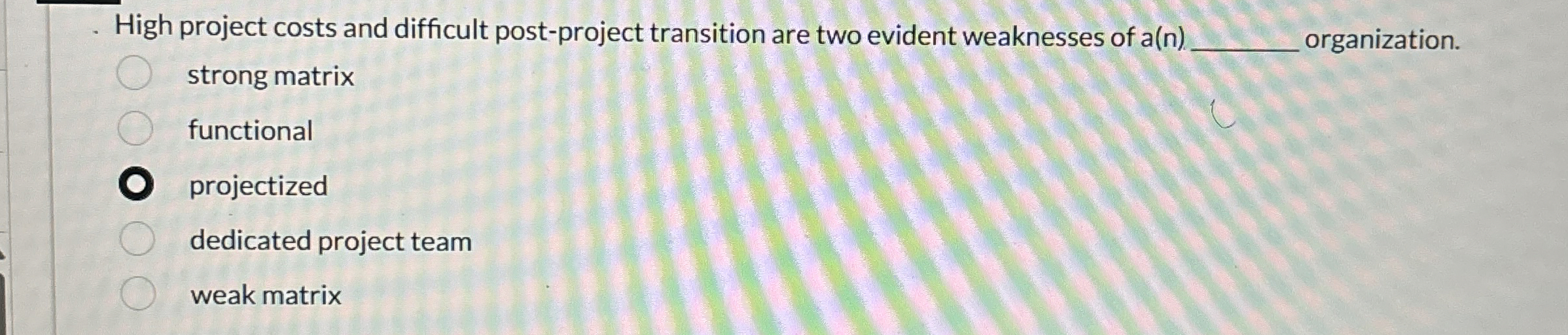  High project costs and difficult post-project transition are two evident weaknesses