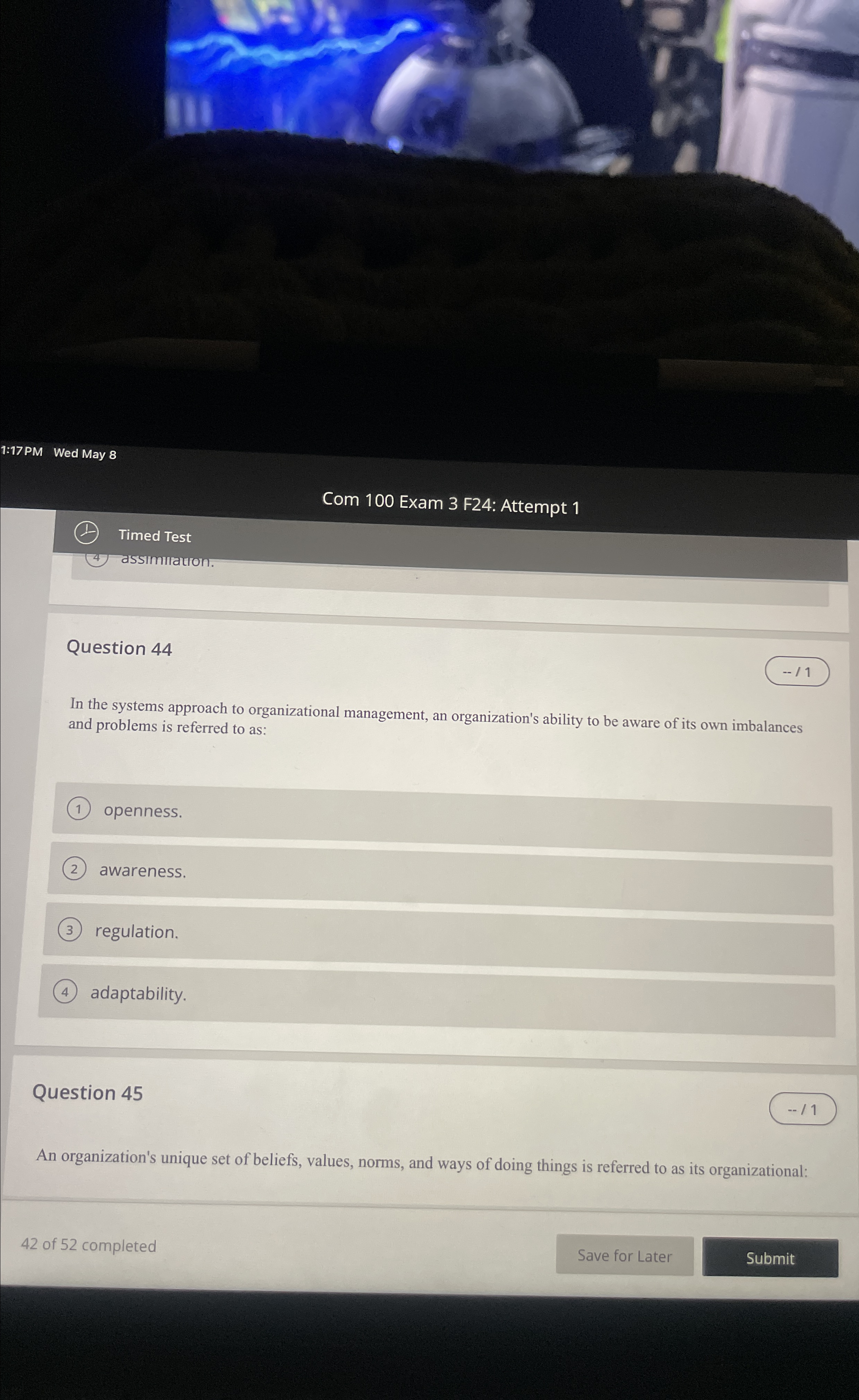  1:17 PM Wed May 8 Com 100 Exam 3 F24: Attempt