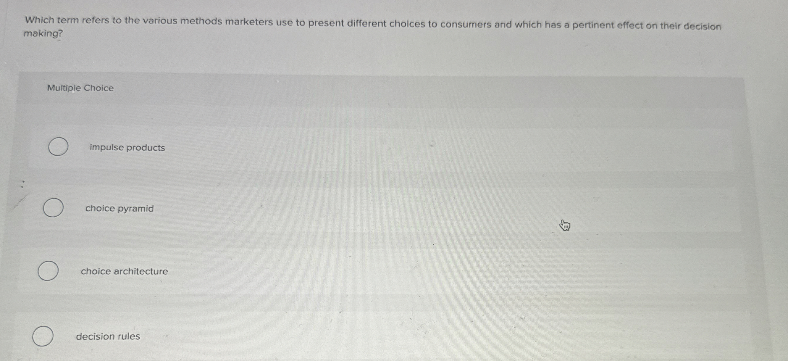  Which term refers to the various methods marketers use to present