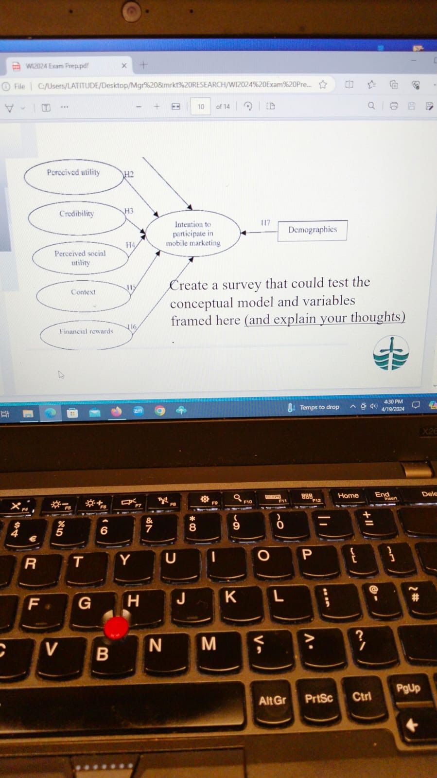  Create a survey that could test the conceptual model and variables