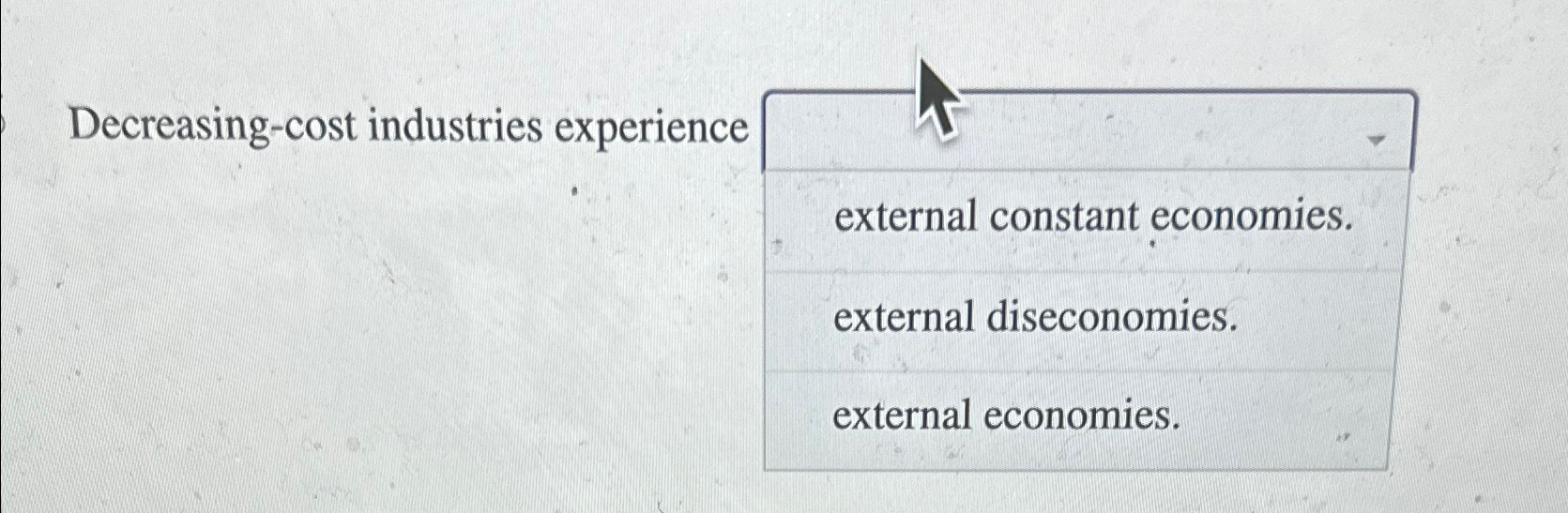  Decreasing-cost industries experience 