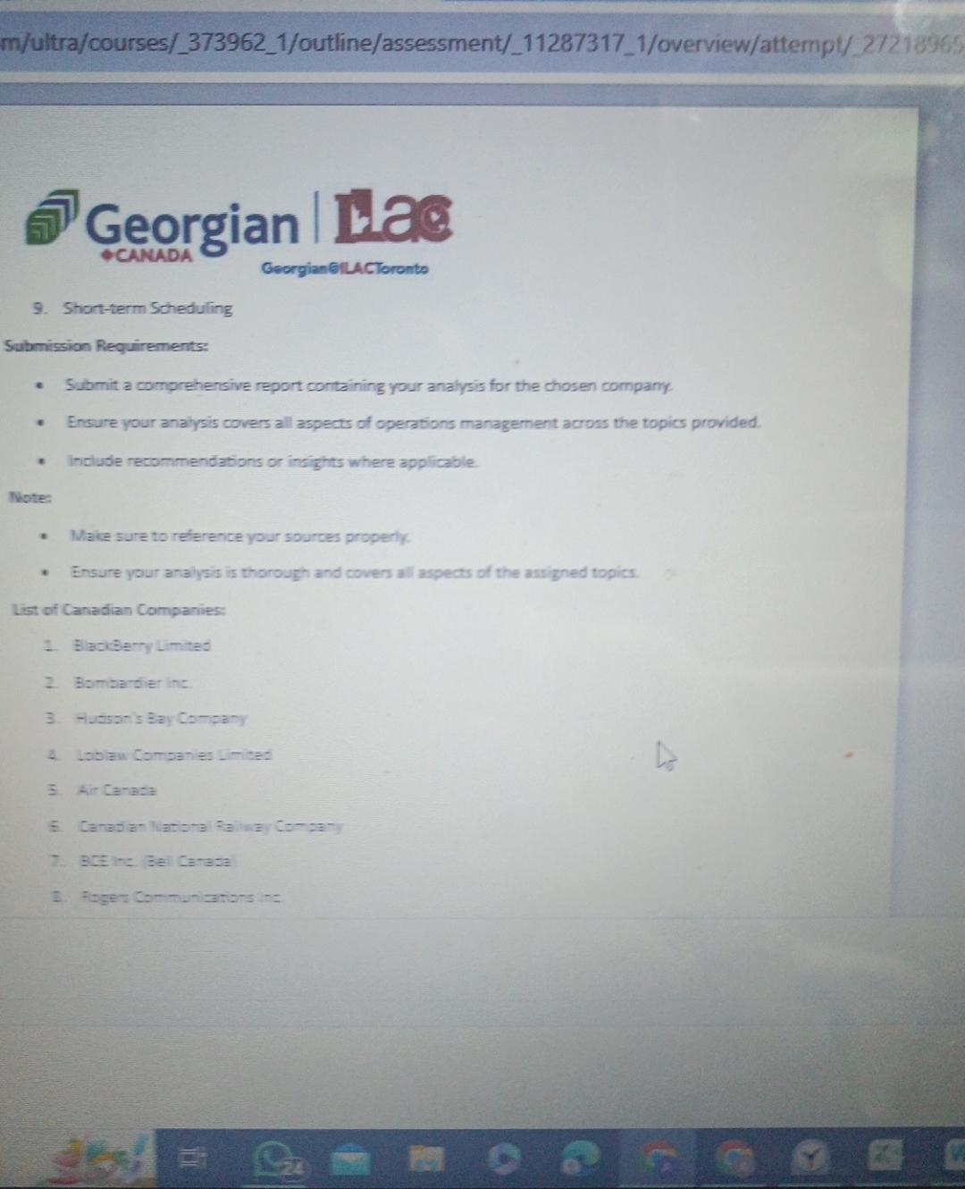  m/ultra/courses/_373962_1/outline/assessment/_11287317_1/overview/attempt/_27218965 Georgian | Lhes 9. Short-term Scheduling Sutbmission Requirements: Submit a