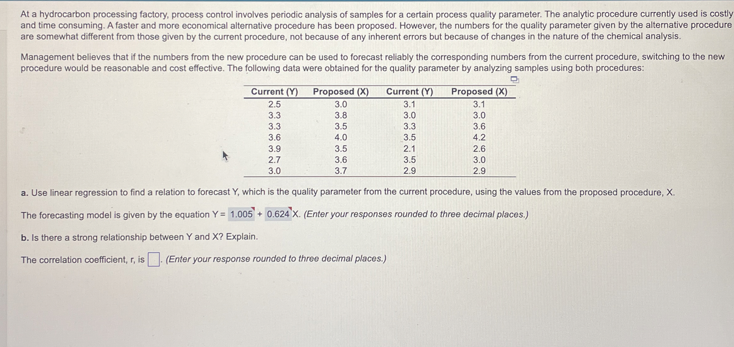 At a hydrocarbon processing factory, process control involves periodic analysis of