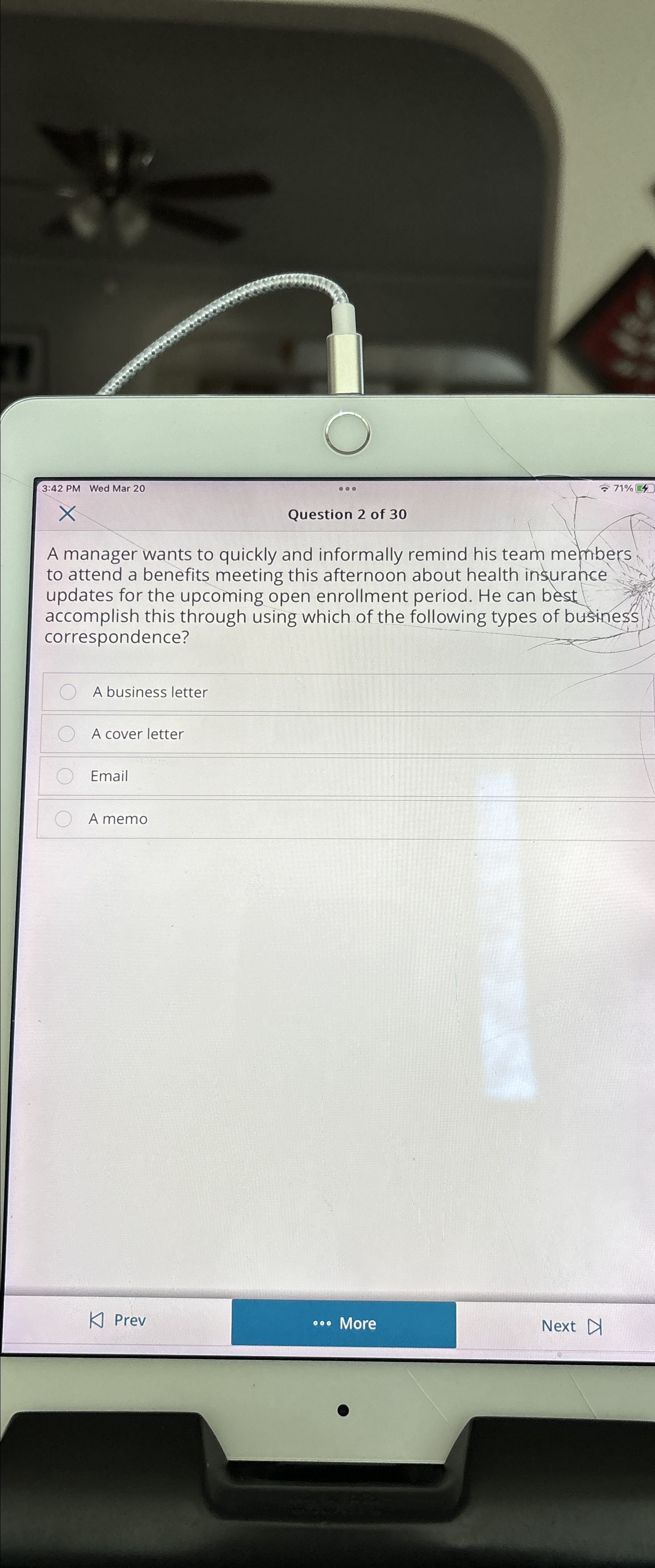  3:42 PM Wed Mar 20 Question 2 of 30 A manager