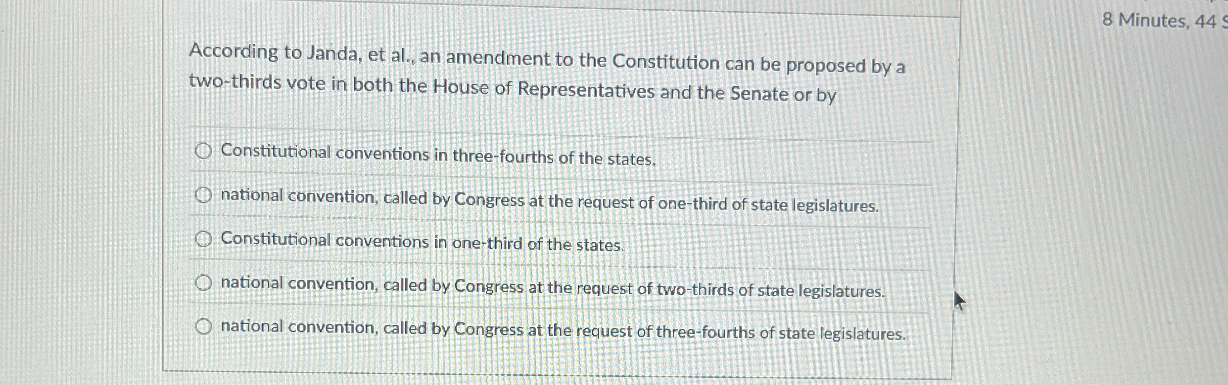  According to Janda, et al., an amendment to the Constitution can