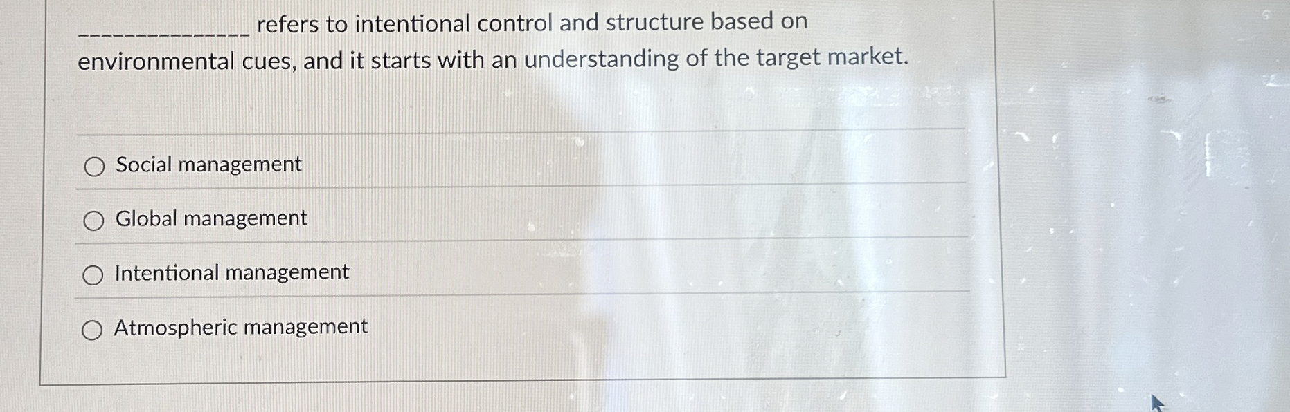  refers to intentional control and structure based on environmental cues, and