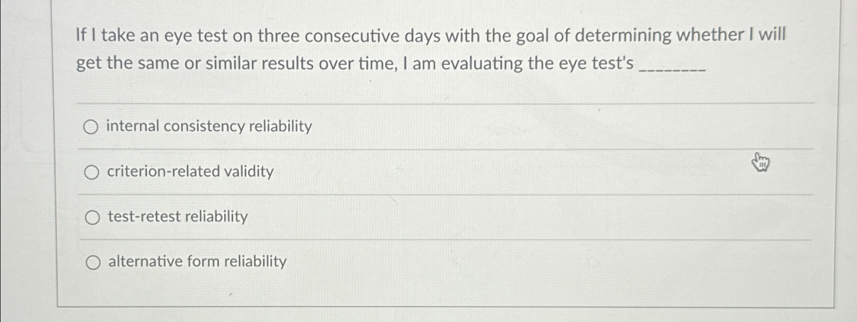  If I take an eye test on three consecutive days with