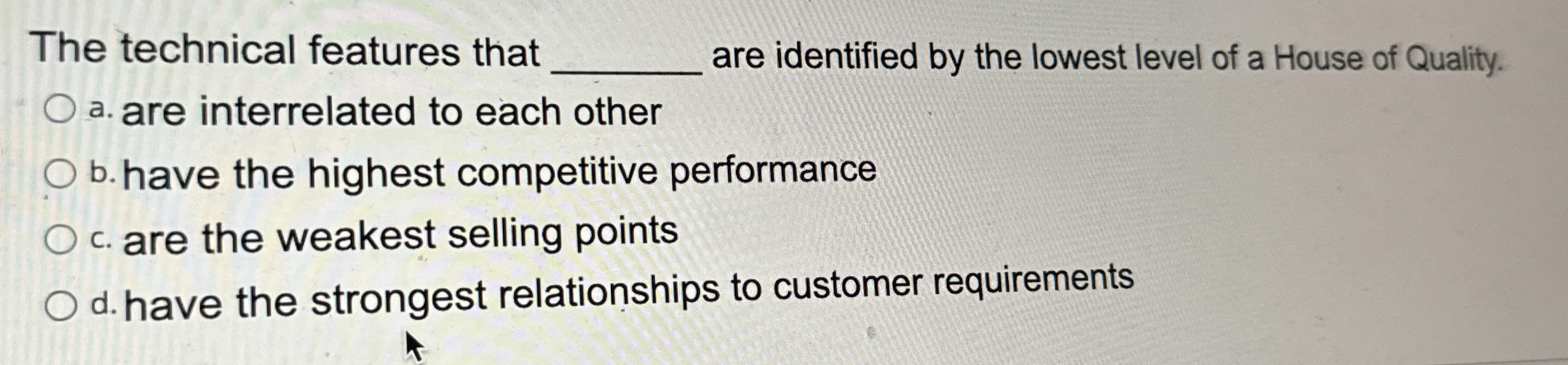  The technical features that are identified by the lowest level of