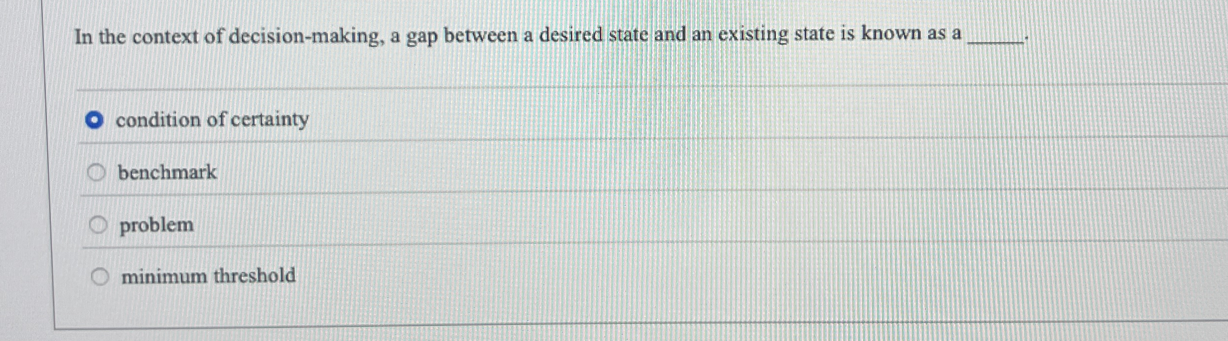  In the context of decision-making, a gap between a desired state