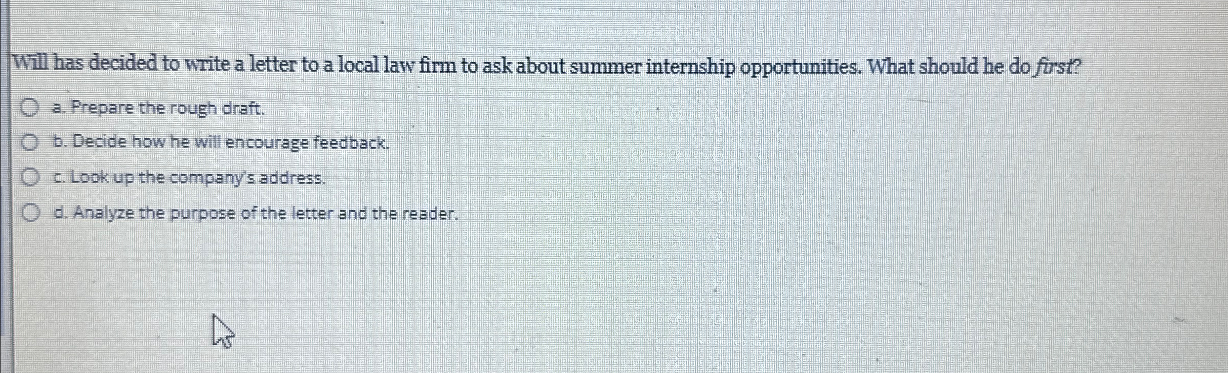  Will has decided to write a letter to a local law