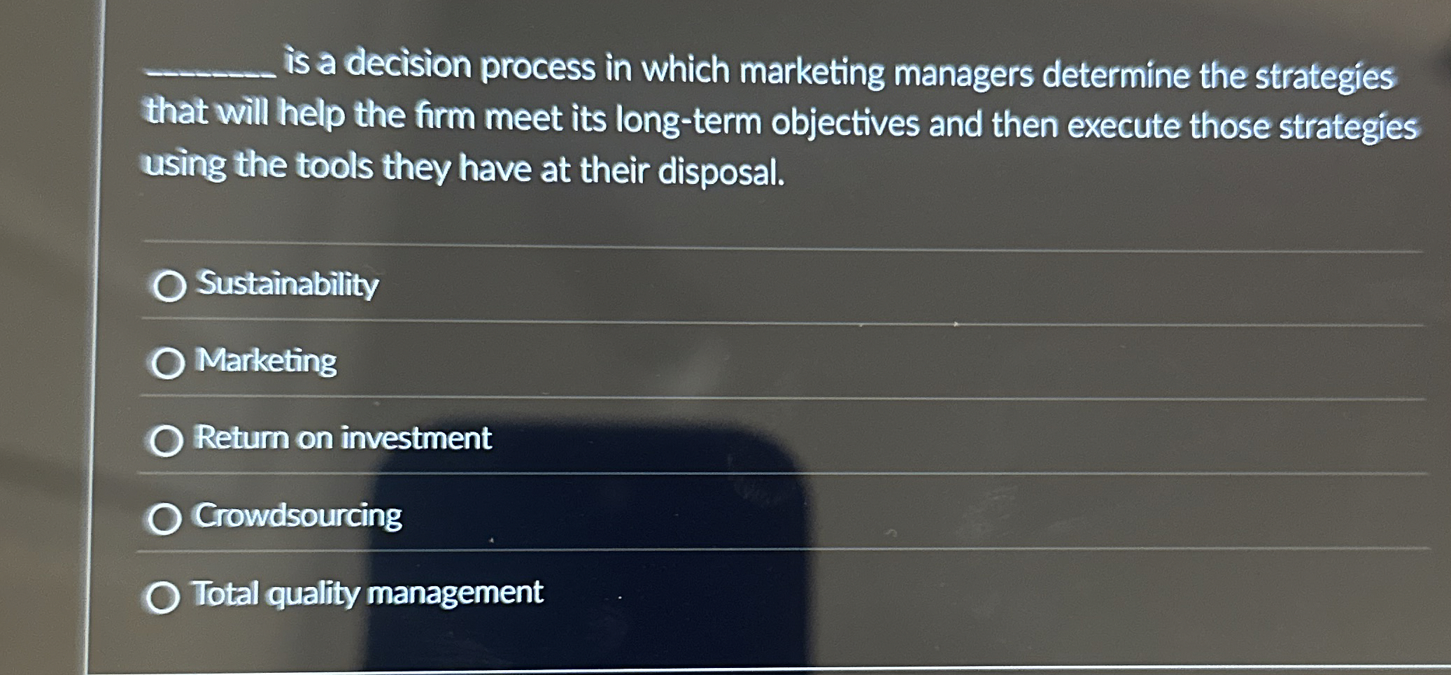  q, is a decision process in which marketing managers determine the