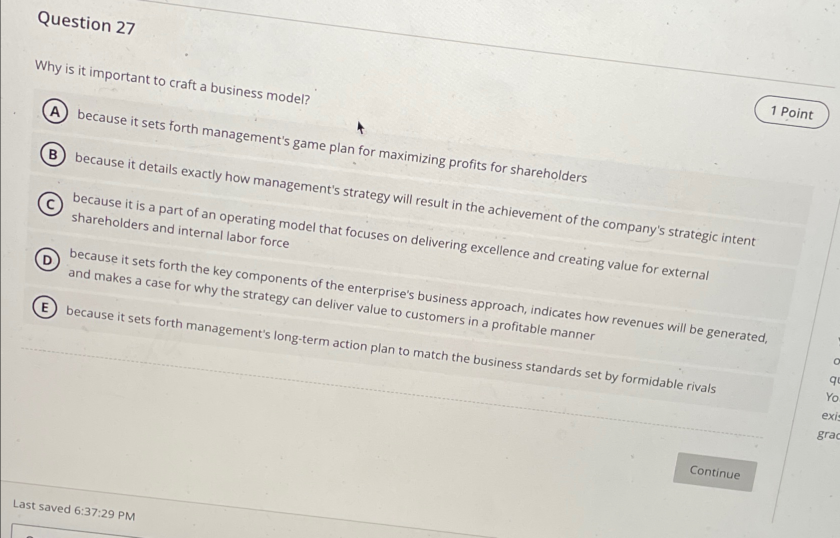  Question 27 Why is it important to craft a business model?