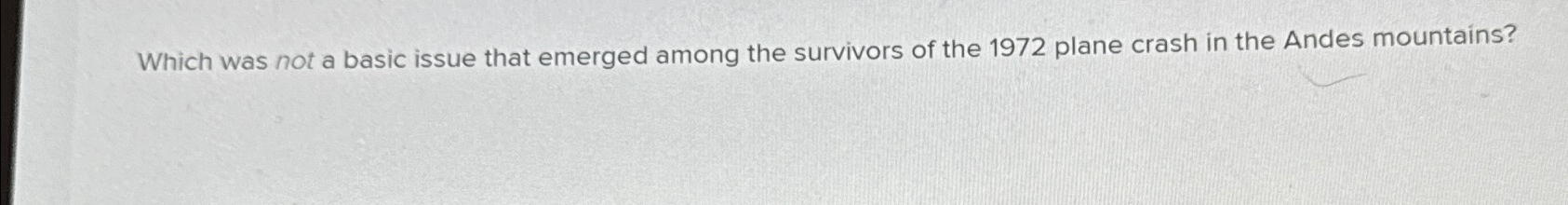  Which was not a basic issue that emerged among the survivors