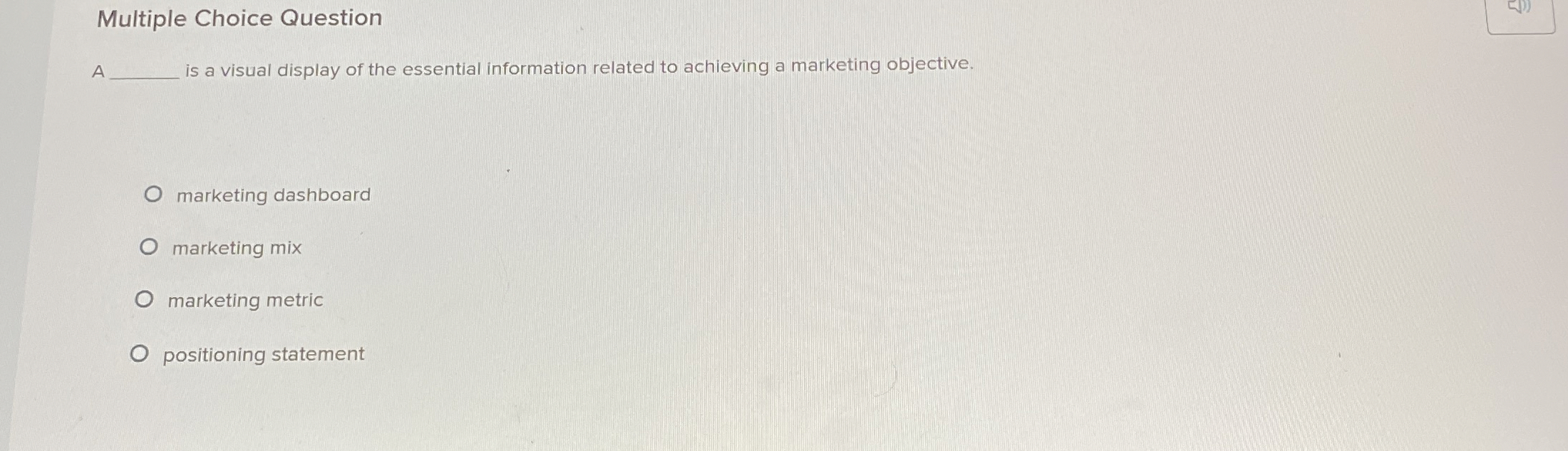  Multiple Choice Question A q, is a visual display of the