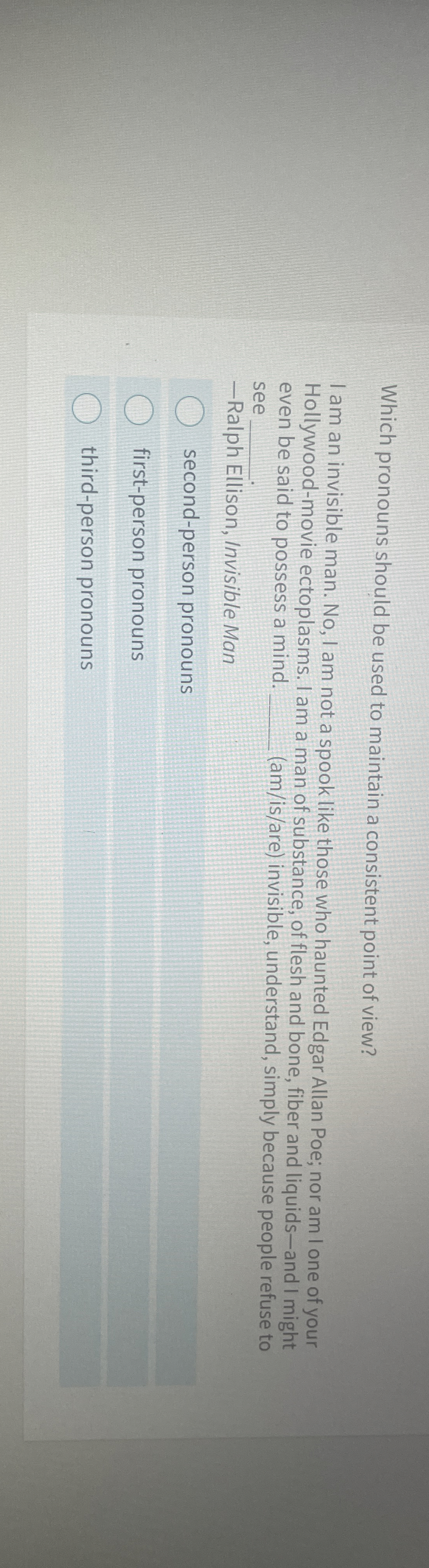  Which pronouns should be used to maintain a consistent point of