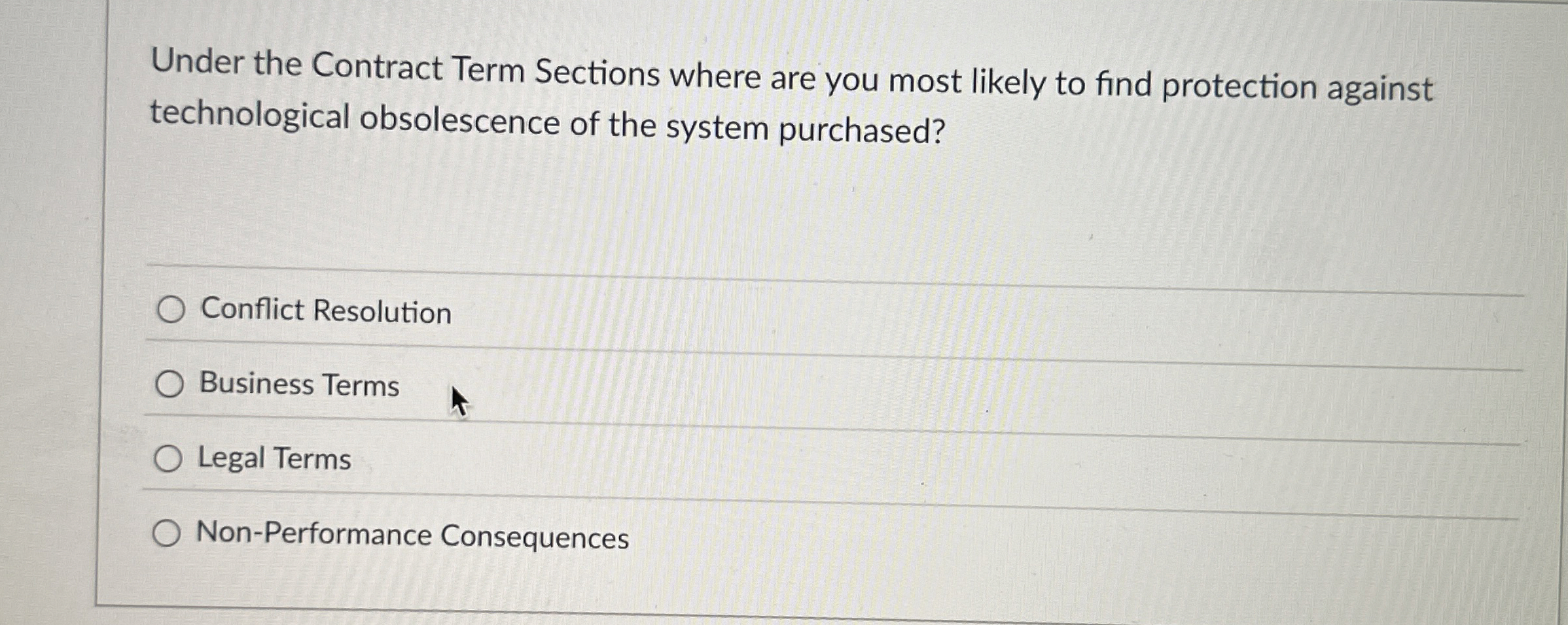  Under the Contract Term Sections where are you most likely to