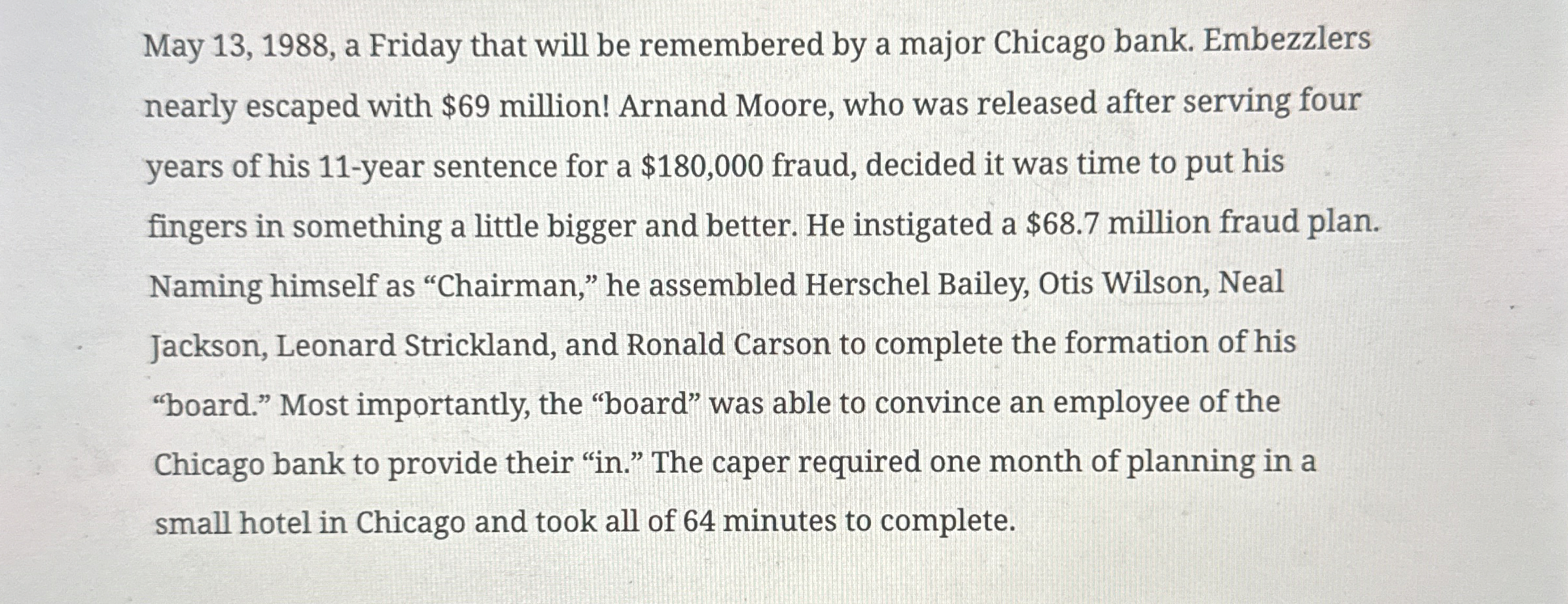  May 13,1988, a Friday that will be remembered by a major