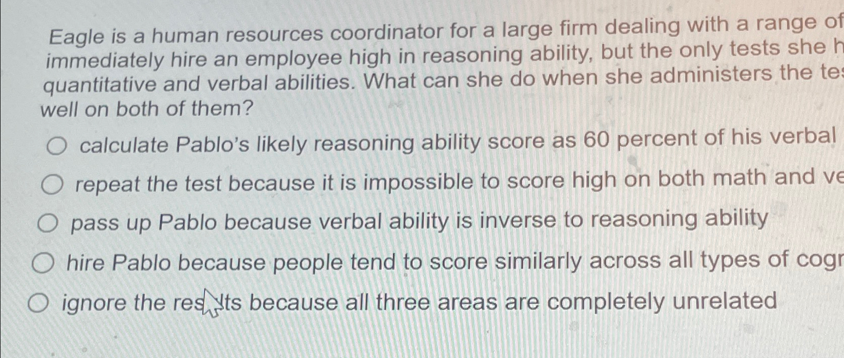  Eagle is a human resources coordinator for a large firm dealing