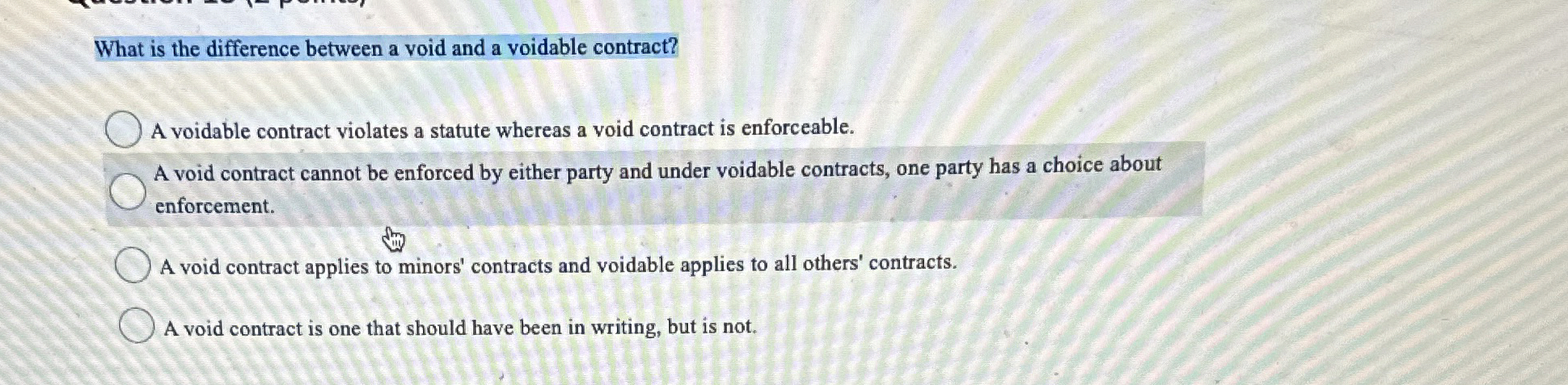  What is the difference between a void and a voidable contract?