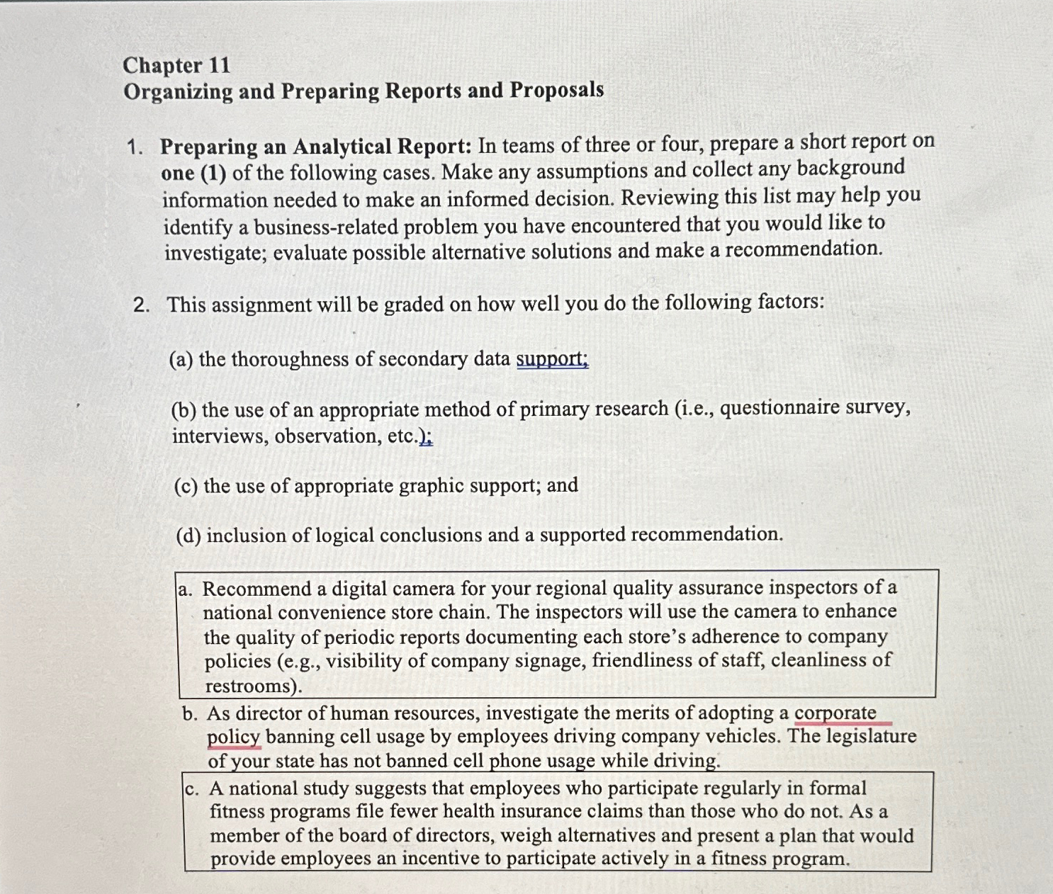  Chapter 11 Organizing and Preparing Reports and Proposals Preparing an Analytical