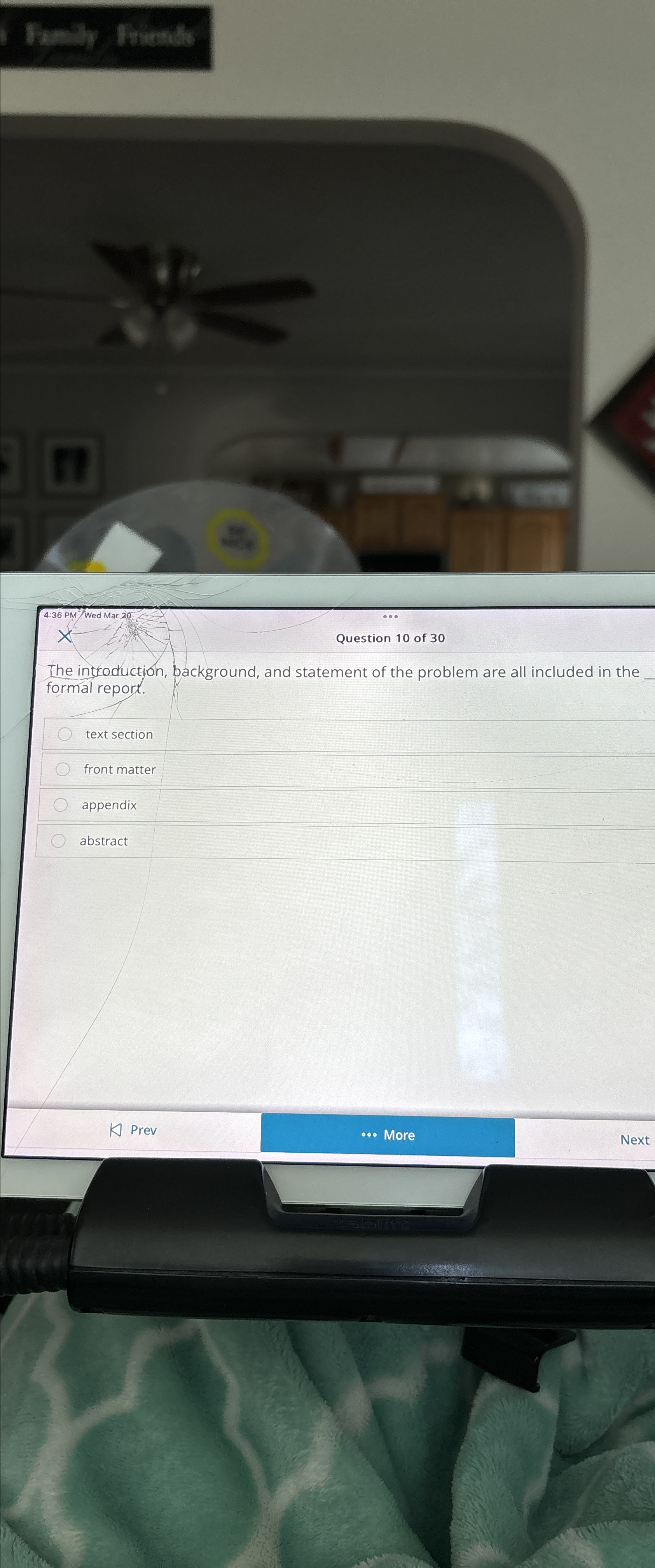  formal report. text section front matter appendix abstract Prev More Next