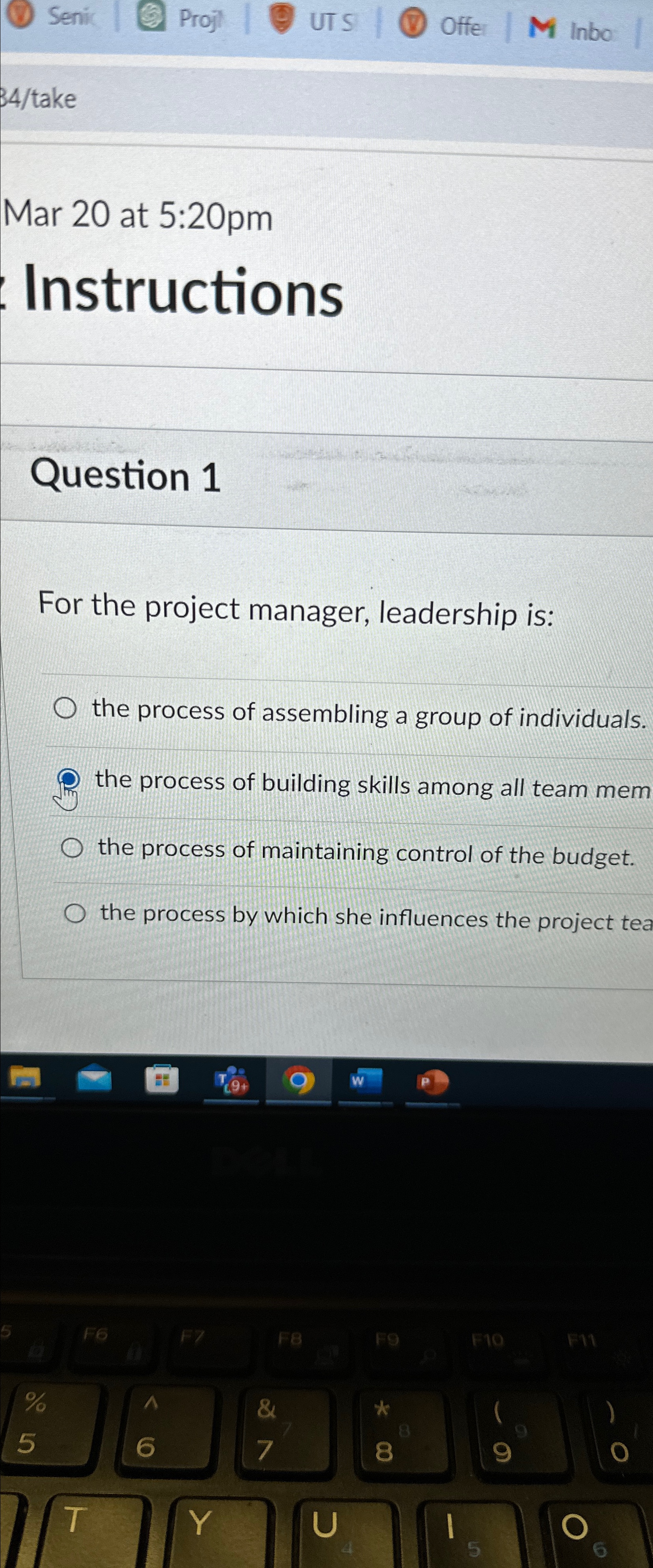 34/take Mar 20 at 5:20pm Instructions Question 1 For the project