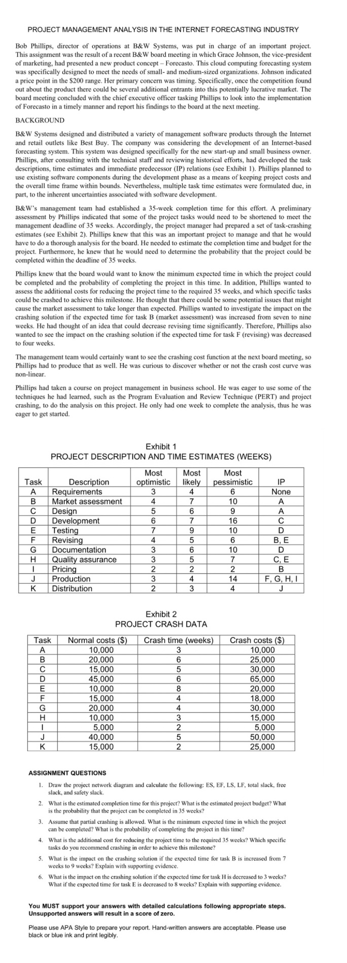  PROJECT MANAGEMENT ANALYSIS IN THE INTERNET FORECASTING INDUSTRY Bob Phillips, director