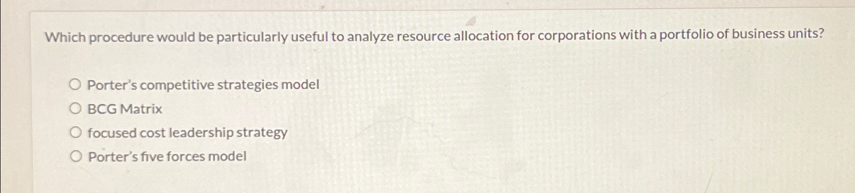  Which procedure would be particularly useful to analyze resource allocation for