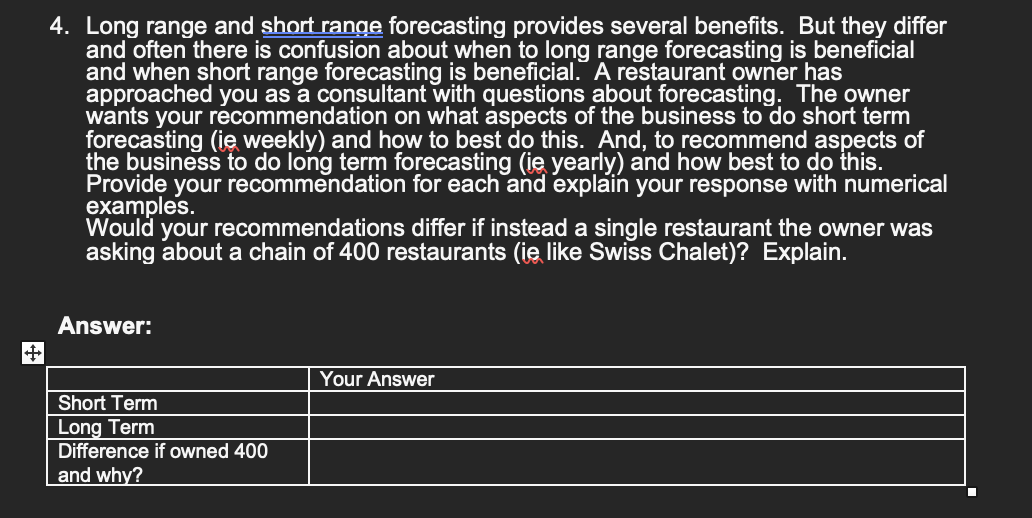  Long range and short range forecasting provides several benefits. But they