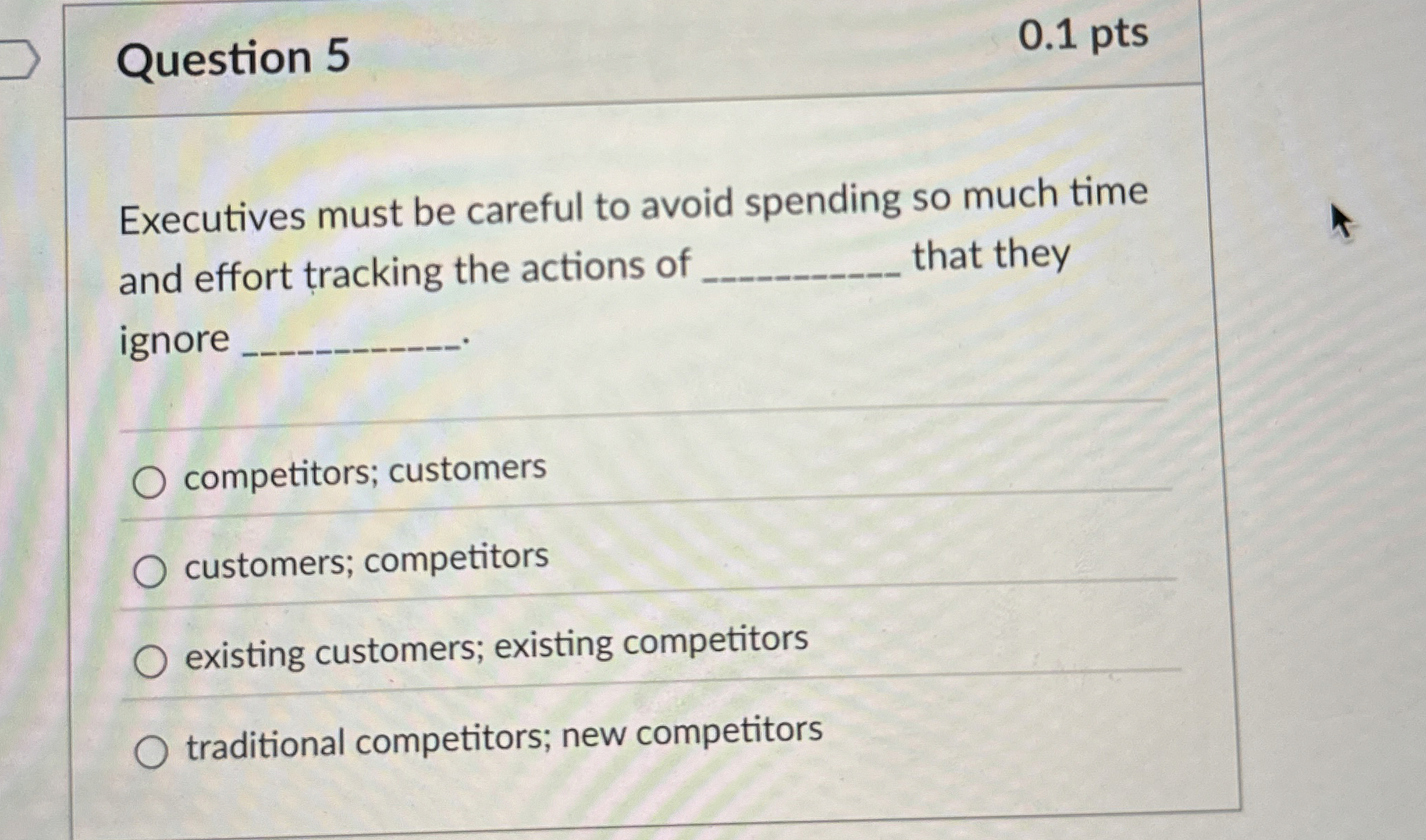  Question 5 Executives must be careful to avoid spending so much