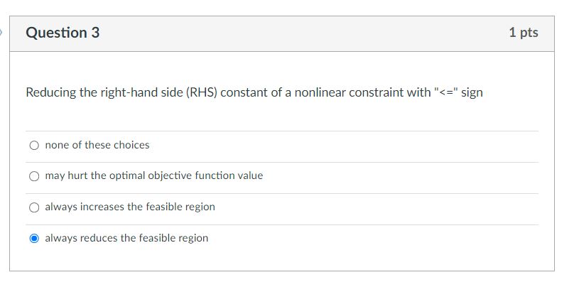  Question 3 Reducing the right-hand side (RHS) constant of a nonlinear