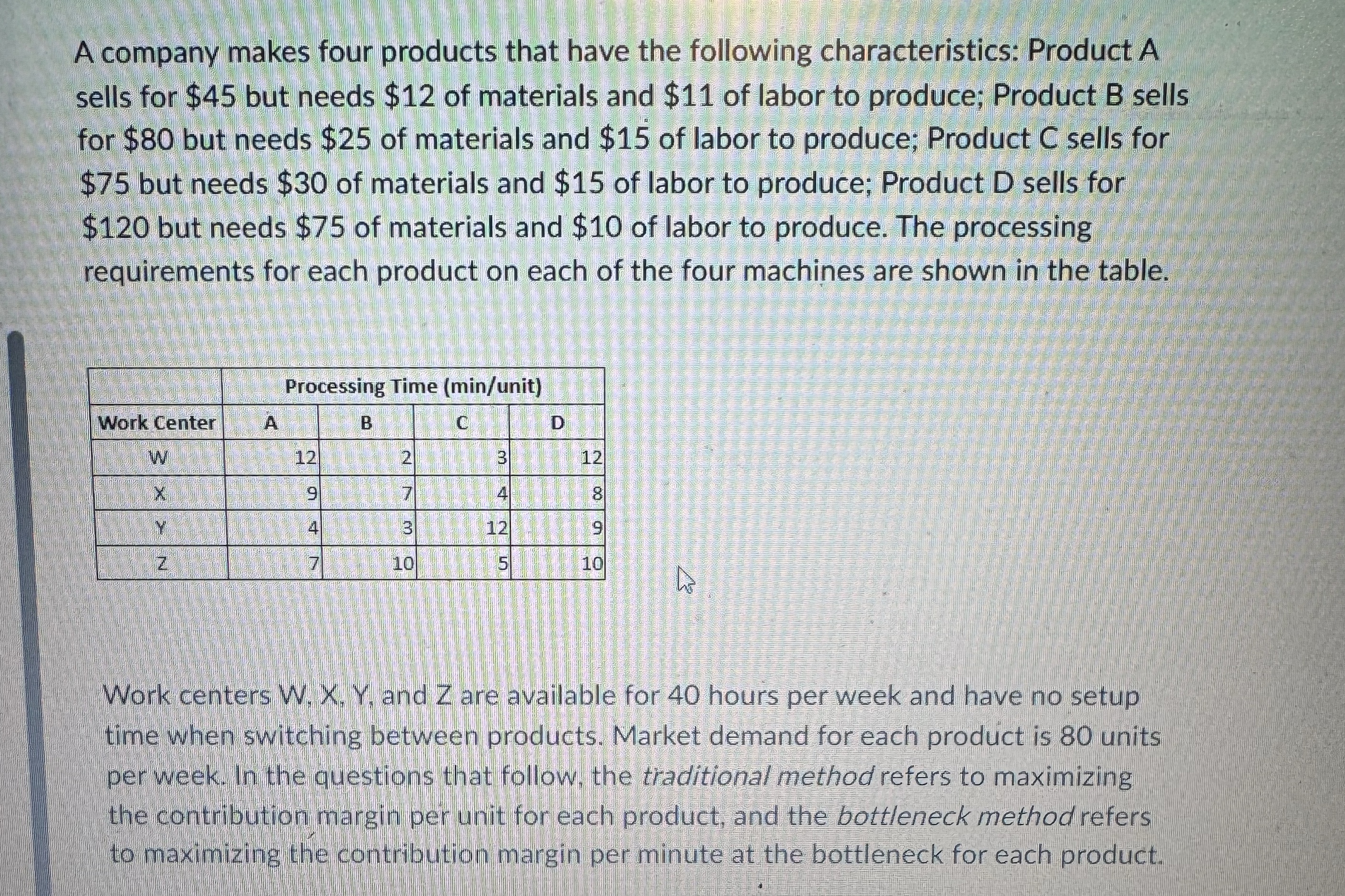  Using the bottleneck method, what is the profit if the company