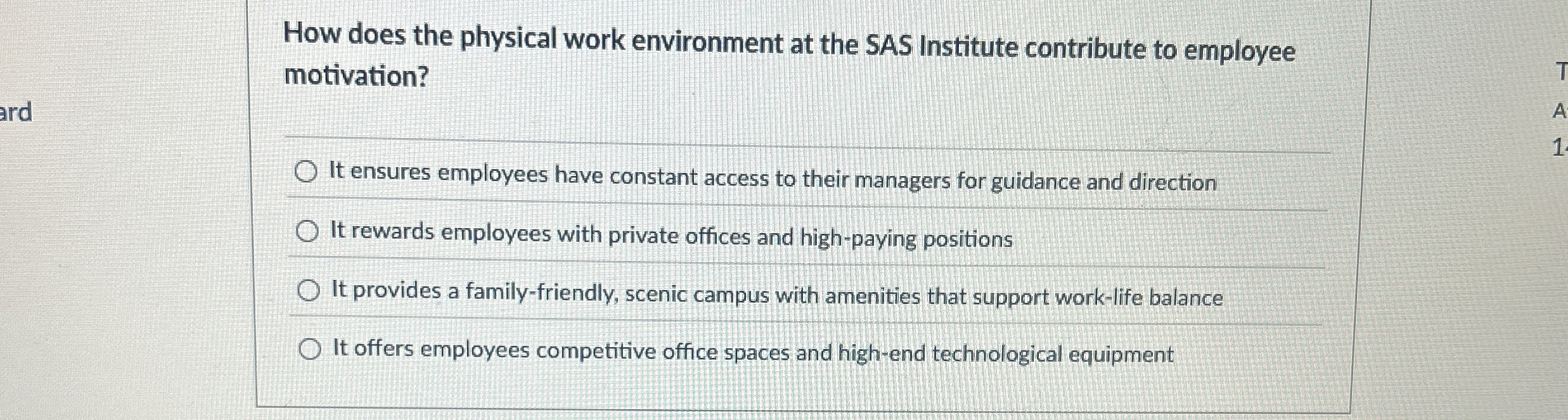  How does the physical work environment at the SAS Institute contribute