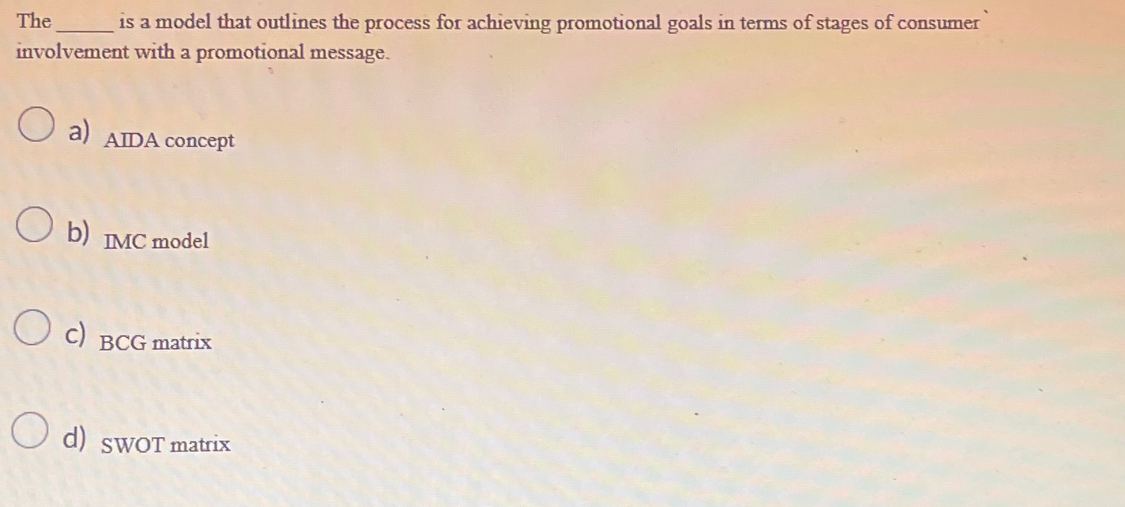  The is a model that outlines the process for achieving promotional