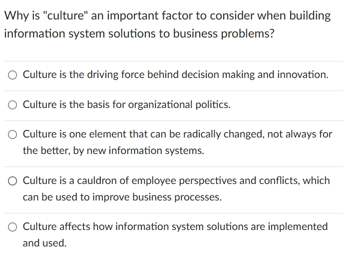  Why is "culture" an important factor to consider when building information
