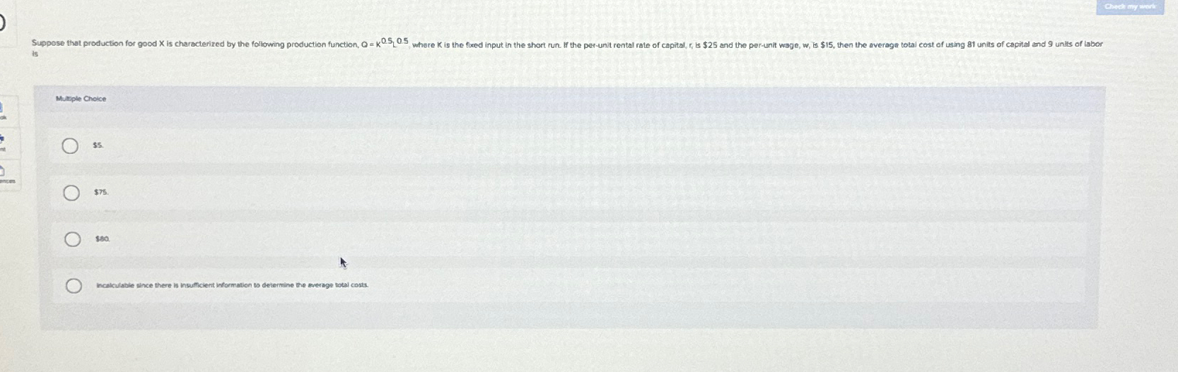  is Mutrple Choice s. $75 seo. 