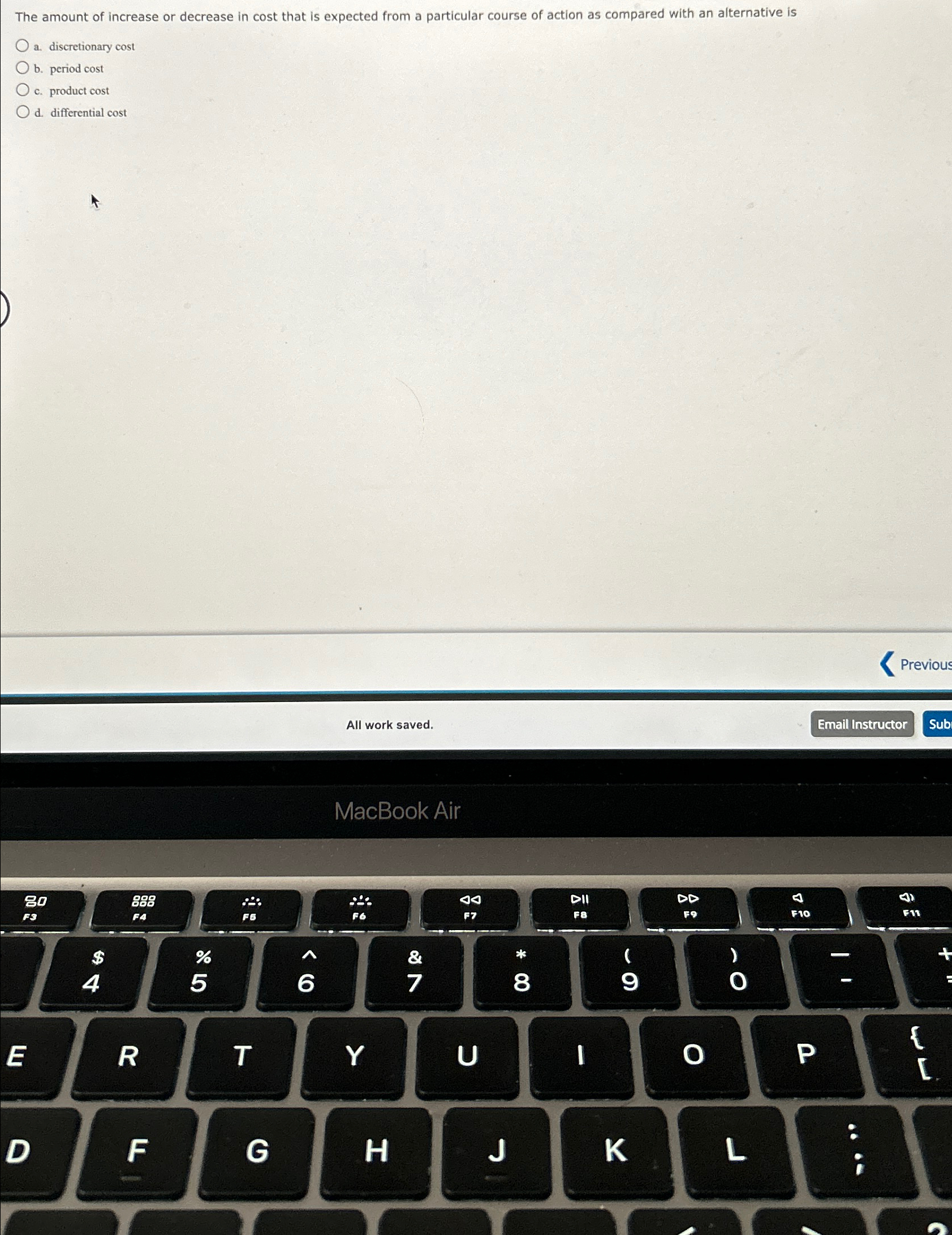  The amount of increase or decrease in cost that is expected